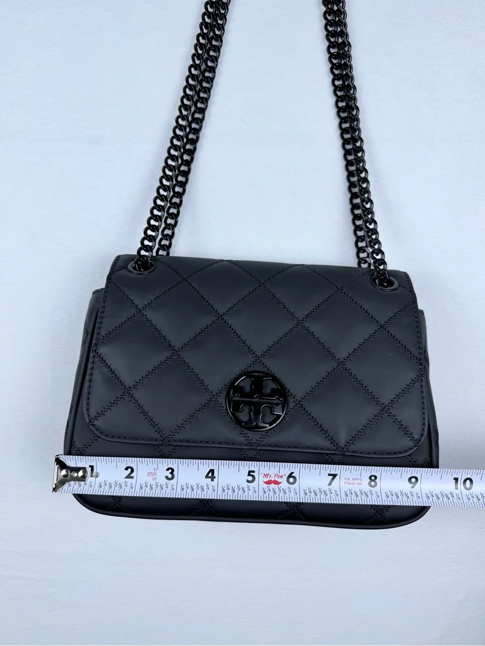 Tory Burch Black Quilted Leather Convertible Chain Shoulder Bag Crossbody Purse